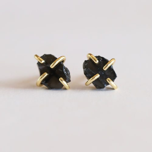 Black Obsidian Prong Earrings