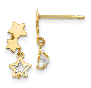 Madi K CZ Star Dangle Post Earrings - 14K Gold