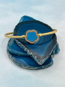 The Blue Forget-Me-Not Italian Cuff Bangle Bracelet - Limited Edition