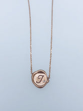 Load image into Gallery viewer, Wax Initial Stamp Necklace - 14K Rose Gold
