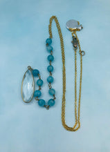 Load image into Gallery viewer, Blue Stone Y Necklace  - Gold Plated