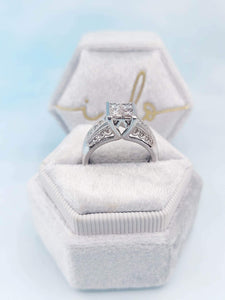 1 Carat Illusion Engagement Ring - 14K White Gold - Estate Piece