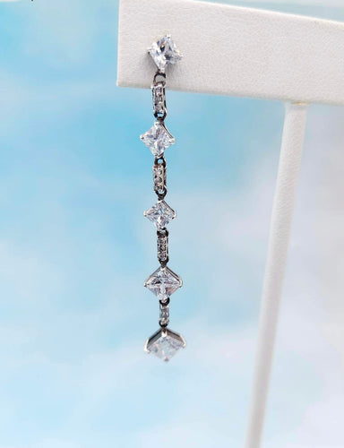 CZ Dangle Earrings  - Sterling Silver