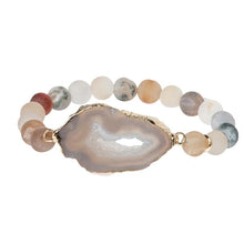 Load image into Gallery viewer, Geode Stack Bracelet: sand/smoke/gold