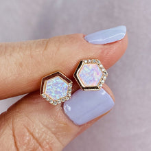 Load image into Gallery viewer, White Opal Stardust Studs