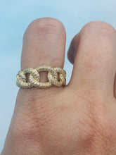 Load image into Gallery viewer, CZ Interlocking Chain Ring- Gold Plated Sterling