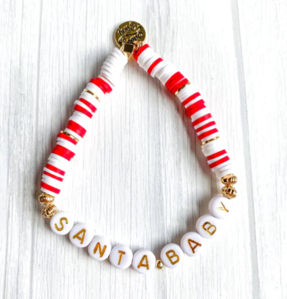 Santa Baby Heishi Word Bracelet