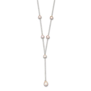 Sterling Silver Pink FW Cultured Pearl Y-Drop Necklace