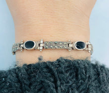 Load image into Gallery viewer, Onyx &amp; Marcasite Silver Bracelet