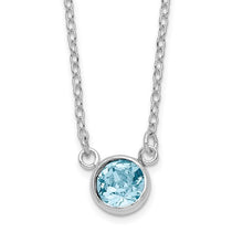 Load image into Gallery viewer, Blue Crystal Bezel Necklace - Sterling Silver