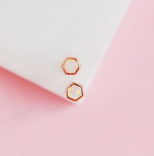 Load image into Gallery viewer, White Opal Stardust Mini Hex Studs