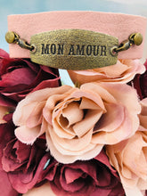 Load image into Gallery viewer, &quot;Mon Amour&quot; on Pink Leather Bracelet - Lenny and Eva