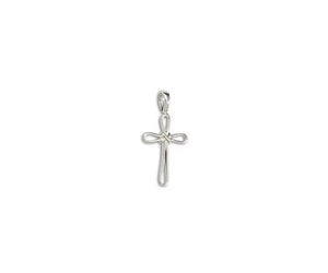 White Gold Cross with X design on Cable Chain - 14K White Gold