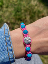 Load image into Gallery viewer, Doorbuster Pink Macrame Bracelet with Crystal Ball &amp; Turquoise Stones