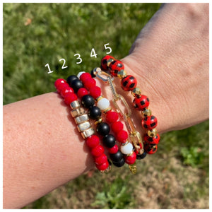 Buffalo Plaid Red and Gold Christmas $10 Stretch Bracelet