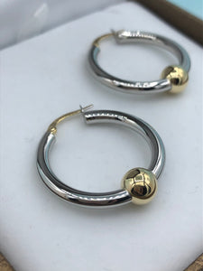 26MM Cape Cod Hoop Earring - SS and 14k Yellow Gold