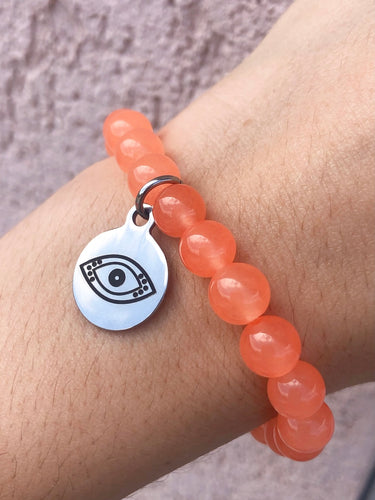 Positivity Eye Orange Jade Bracelet