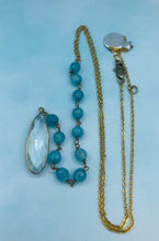 Load image into Gallery viewer, Blue Stone Y Necklace  - Gold Plated