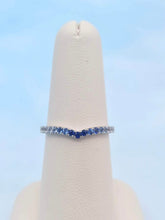 Load image into Gallery viewer, Ombré Sapphire V Band - 14K White Gold