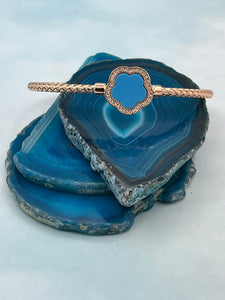 The Blue Forget-Me-Not Italian Cuff Bangle Bracelet - Limited Edition