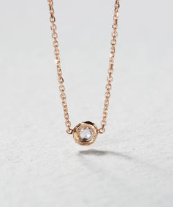 Tiny Rose Cut Diamond Necklace - Rose Gold