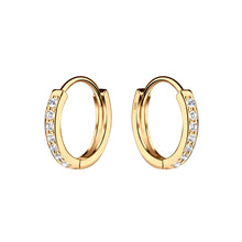 Load image into Gallery viewer, 14K Gold-Plated Huggie Hoop Earrings with CZs for Kids 10mm
