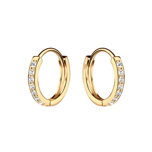 14K Gold-Plated Huggie Hoop Earrings with CZs for Kids 10mm