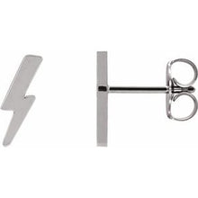 Load image into Gallery viewer, 14K White Tiny Lightning Bolt Earrings