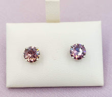 Load image into Gallery viewer, Pink Cognac Zircon Studs - 14K White Gold