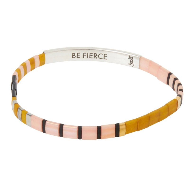 Good Karma Miyuki Bracelet | Be Fierce - Pink/Mustard/Silver