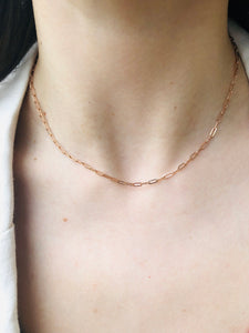 Paperclip Link Chain 16”- 14K Rose Gold