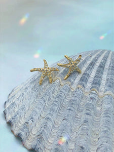 Diamonds Starfish Studs - 14K Yellow Gold