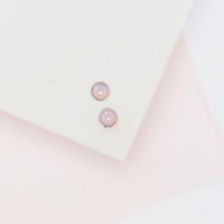 Cotton Candy Opal Glow Dots Stud Earrings