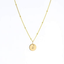 Load image into Gallery viewer, Lotus Mini Disc Letter Tag Pendant (Gold Filled)