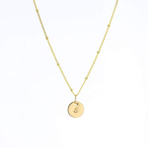 Lotus Mini Disc Letter Tag Pendant (Gold Filled)