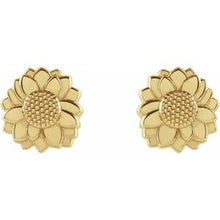 Load image into Gallery viewer, 14K Yellow Tiny Sunflower Earrings