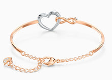 Load image into Gallery viewer, SWAROVSKI INFINITY HEART BANGLE, WHITE, MIXED METAL FINISH
