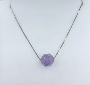 Amethyst Chunk -Sterling Silver Necklace