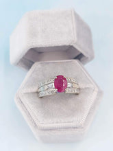 Load image into Gallery viewer, Ruby &amp; Diamond Ring - 14K White Gold- Estate Piece