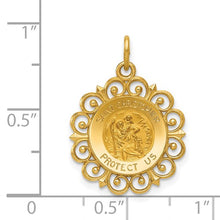 Load image into Gallery viewer, Saint (St) Christopher Medal with Round Filigree - 14K Yellow Gold