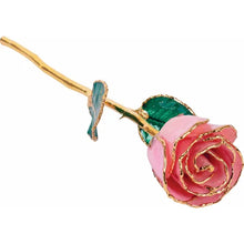 Load image into Gallery viewer, Lacquered Pink Sparkle Rose with Gold Trim