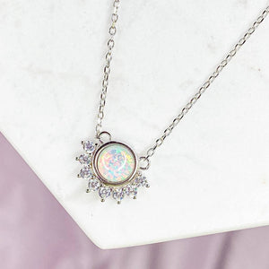 "Lois" Necklace in White Opal