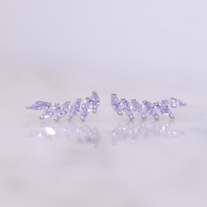 Sterling Silver "Feather" Cubic Zirconia Ear Climbers