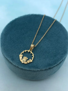 Dainty Gold Claddagh Necklace - 14k