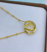 Load image into Gallery viewer, Two Rings with Screw Design Necklace on Ball Chain