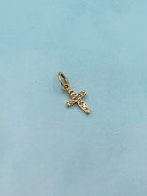 Load image into Gallery viewer, Petite Diamond Cross Charm - 14K Yellow Gold