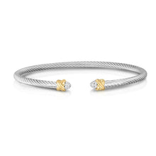 Load image into Gallery viewer, Sterling Silver &amp; 18K Gold Diamond Cuff Bangle