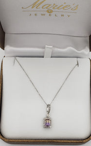 14K White Gold Diamond And Ametrine Necklace