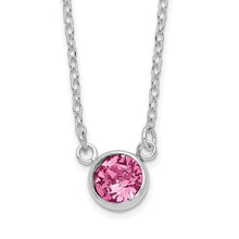 Load image into Gallery viewer, Pink Crystal Bezel Necklace - Sterling Silver
