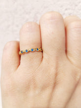 Load image into Gallery viewer, Blue Evil Eye Band - Sterling Silver